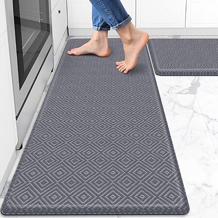 2-Pc Mattitude Cushioned Anti-Fatigue Kitchen Mat Set: Grey 59" or Black 47" $19.80