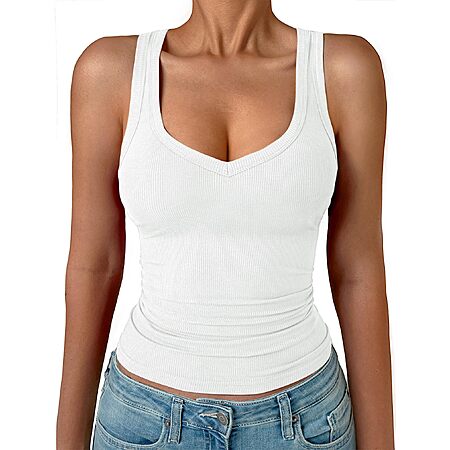 GKBK Womens Tank Top Spaghetti Strap Ribbed Knit - $4.99 After coupon