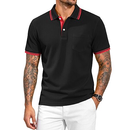 SECOOD Men's Golf Performance Moisture-Wicking Fast-Dry Polo - $9.99 AC