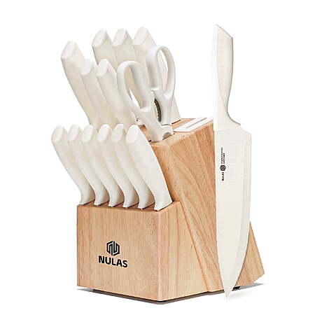 NULAS Knife Set, 14-Piece with Built-in Sharpener - $27.99 after coupon