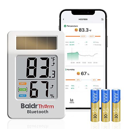 Baldr Bluetooth Thermometer Hygrometer, Indoor Room Humidity Meter - $7.99 - $19.99 AC