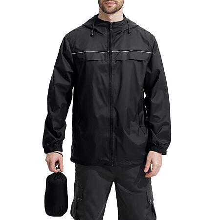 ZITY Mens Rain Jacket Waterproof Lightweight Packable Windbreaker - $14.99 AC