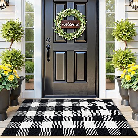 SofterCharm Outdoor Black and White Area Rug Checkered 2’4’’x3’7’’ - $11.19 AC