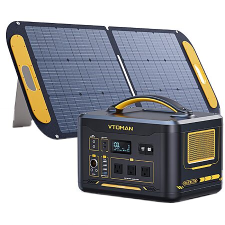 VTOMAN Jump 1500X Portable Power Station with 110W Foldable Solar Panel - $399.99 AC