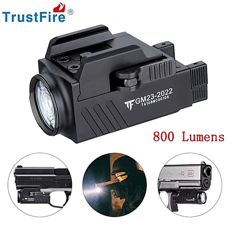 Trustfire GM23 Tactical Pistol 800 Lumen Mini LED Light Compact USB ...