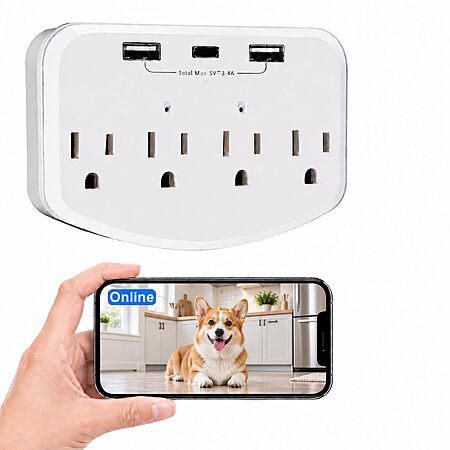 Minicatcher WiFi Wall Outlet Spy Cam with Motion Detection and Loop Recording, No Audio - $39.99 after coupon