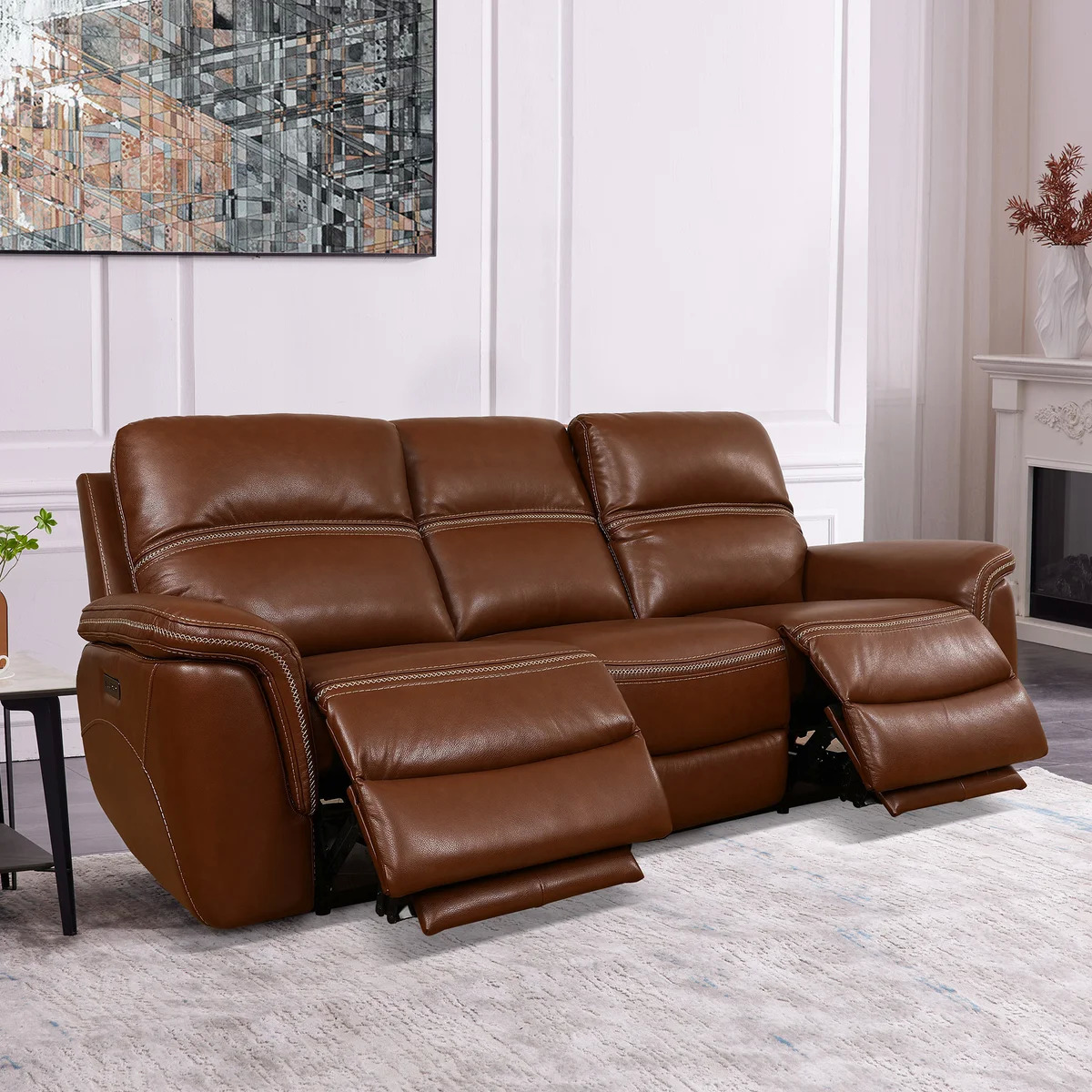 Costco Members Oliver Leather Power Reclining Sofa with Power Headrests 1000 Free Delivery