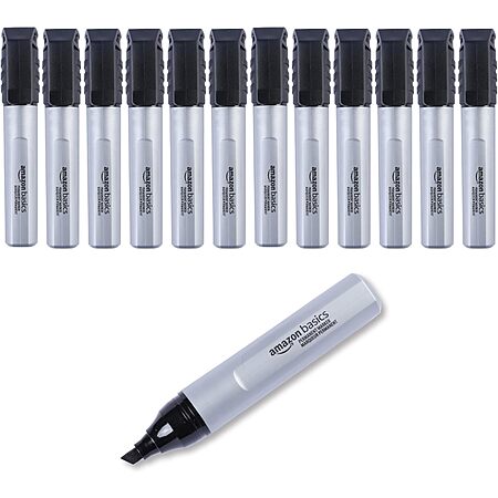 Amazon Basics Large Chisel Tip Permanent Markers, Black, 12-Pack (@2.99 w/ Free Prime Ship on Woot) $2.99
