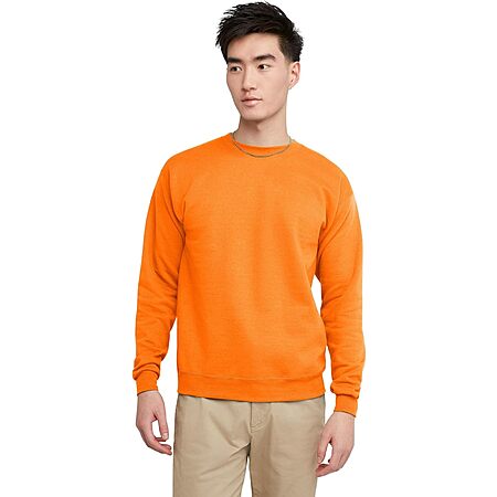 Hanes Men's EcoSmart Fleece Pullover Crewneck Sweatshirt (Safety Orange) $6.80