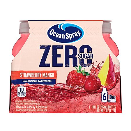 6-Count 10-Oz Ocean Spray ZERO Sugar Juice Drink (Strawberry Mango) $3.10 w/ Subscribe & Save