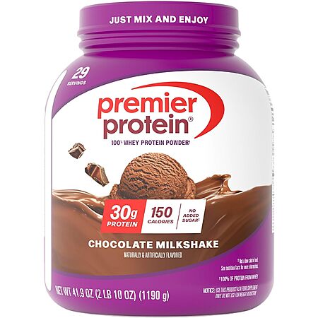 41.9-Oz Premier Protein Whey Protein Powder (Chocolate Milkshake, 29-Servings) 2 for $50.60 w/ Subscribe & Save + Free S&H