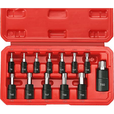 RIMKOLO 13-Piece Torx Bit Socket Set, 1/4”, 3/8” and 1/2” Drive T8-T60 Star Socket Set, S2 Steel Bits and CR-V Sockets with Storage Case $13.76
