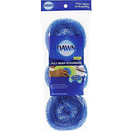 3-Pack Dawn Non-Scratch Poly Mesh Round Scrubber Sponges $4 