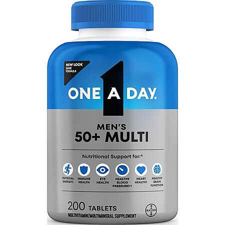 Select Accts: 200-Ct One A Day Men’s 50+ Healthy Advantage Multivitamin $4.80 w/ S&S