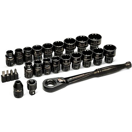 25-Pc GEARWRENCH 3/8" Drive Pass Through Ratchet & Socket Set $32