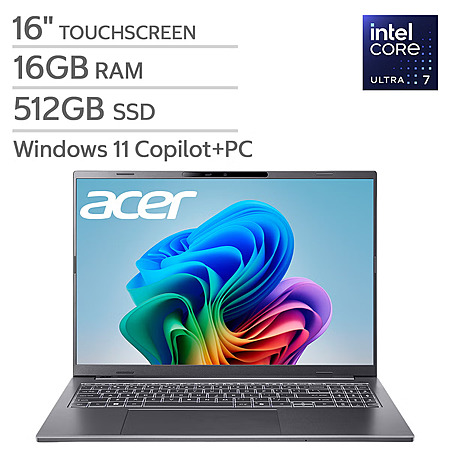 Acer Aspire 16 AI: 16" FHD+ IPS 120Hz Touch, Intel Ultra 7 256V, 16GB LPDDR5, 512GB SSD $599.99 @Costco