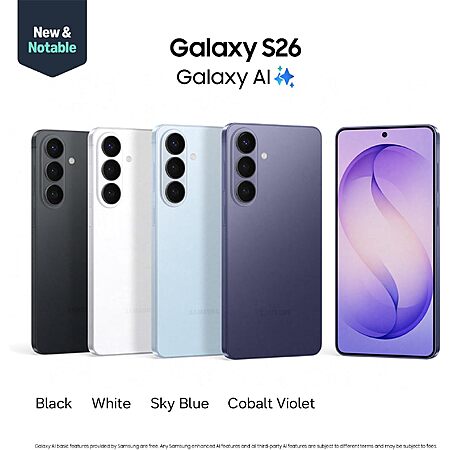 Samsung Galaxy S26, Unlocked Android Smartphone, 256GB, Cobalt Violet