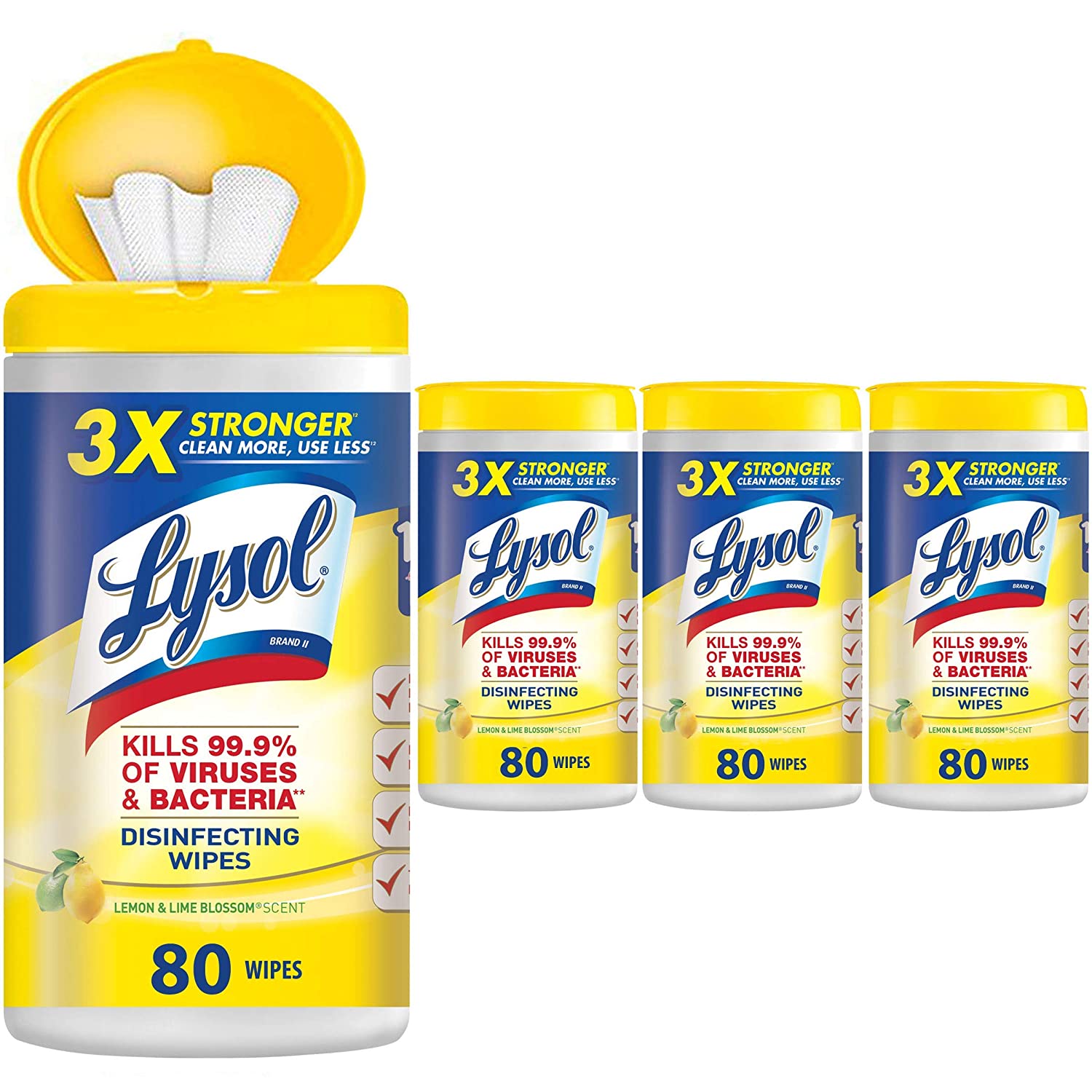 Lysol Disinfecting Wipes, Lemon & Lime Blossom, 320ct, Packaging May Vary (Pack of 4), 4X80 $12.99