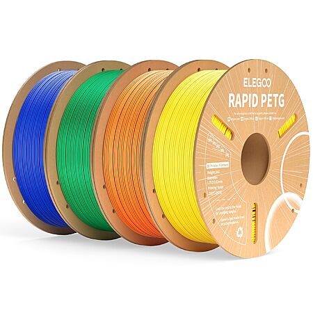 ELEGOO Rapid PETG Filament 1.75mm Bundle 4KG (Blue,Green,Orange,Yellow) $41.62