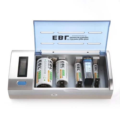 EBL Smart Battery Charger for C D AA AAA 9V Ni-MH Ni-CD w/ Discharge Function & LCD Display $13.99 AC