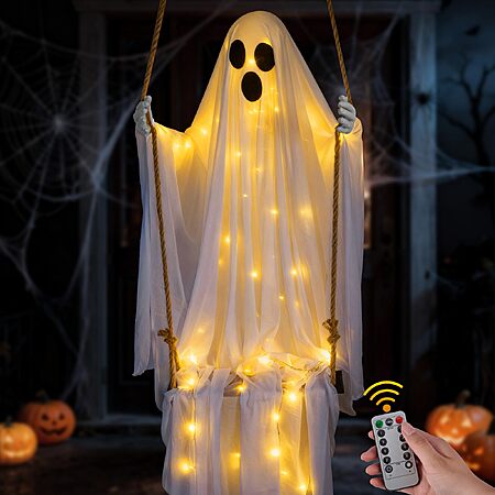 4.8' Hanging Swing Ghost Halloween Outdoor Decoration $28 + Free S&H