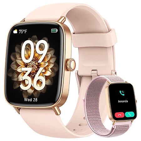 Smart Watch for Women with 2 Bands works with iPhone and Android, $24.59 with code