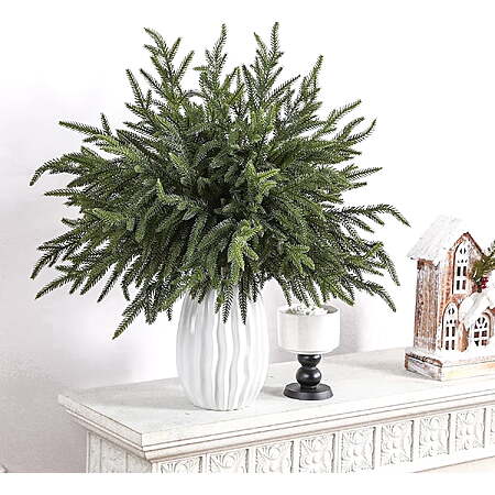 20 Pcs Christmas Norfolk Pine Branches, 18 inch, Christmas Decor