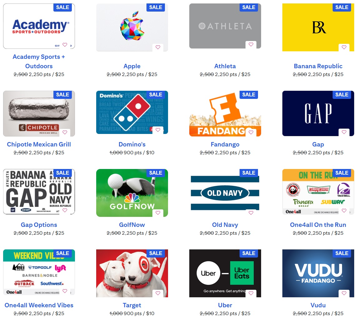 Citi ThankYou Points: 10% off GCs: Apple, Fandango, Lyft, Target, Uber, VUDU &more