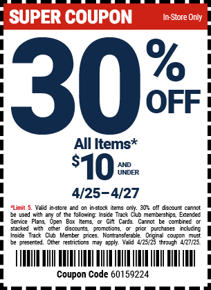 Harbor Freight 4/25-4/27: 30% off items under $10 ($20 for ITC members)