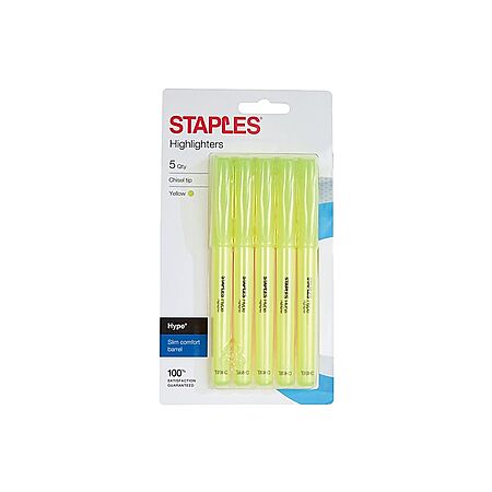 5-Pack Staples Hype Stick Highlighters for Only $0.17!