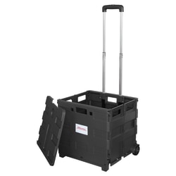$12.99 Sale Office Depot® Mobile Folding Cart With Lid, 16"H x 18"W x 15"D, Black