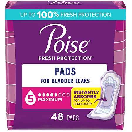 Amazon ~ Poise Incontinence Pads for Women, 5 Drop 48ct $10.24 w/coupon and 15% SS