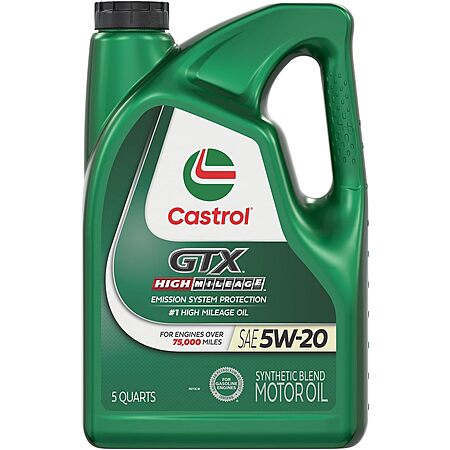 5-qt Castrol GTX High Mileage Synthetic Blend Motor Oil (5W-20 or 10W-30)