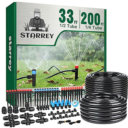 233' Starrey Drip Irrigation Garden Watering System $25.60 & More + Free S&H