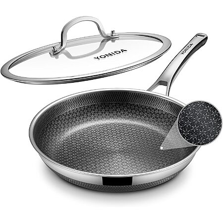 Prime: 12" Yonida Hybrid Non-Stick Skillet Frying Pan w/ Lid $24 + Free S&H