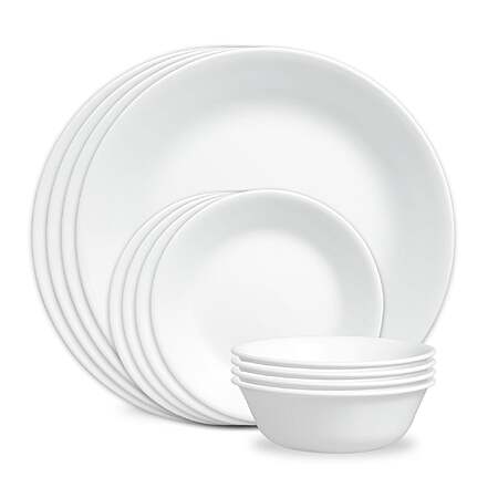 Corelle 50% Off: 12-pc Service for 4 Winter White Dinner Set $30 & More