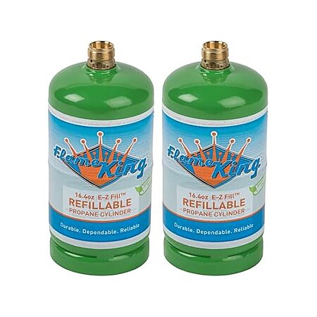 2 Pack Flame King Refillable 1LB Empty Propane Cylinder Tank - Reusable - DOT Compliant-16.4 oz $24.99