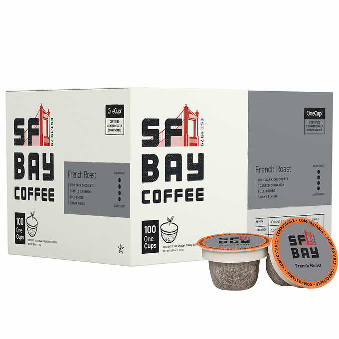 Costco Members: San Francisco Bay Coffee French Roast OneCup, 100-count. $23.99 in store or $26.99 online.