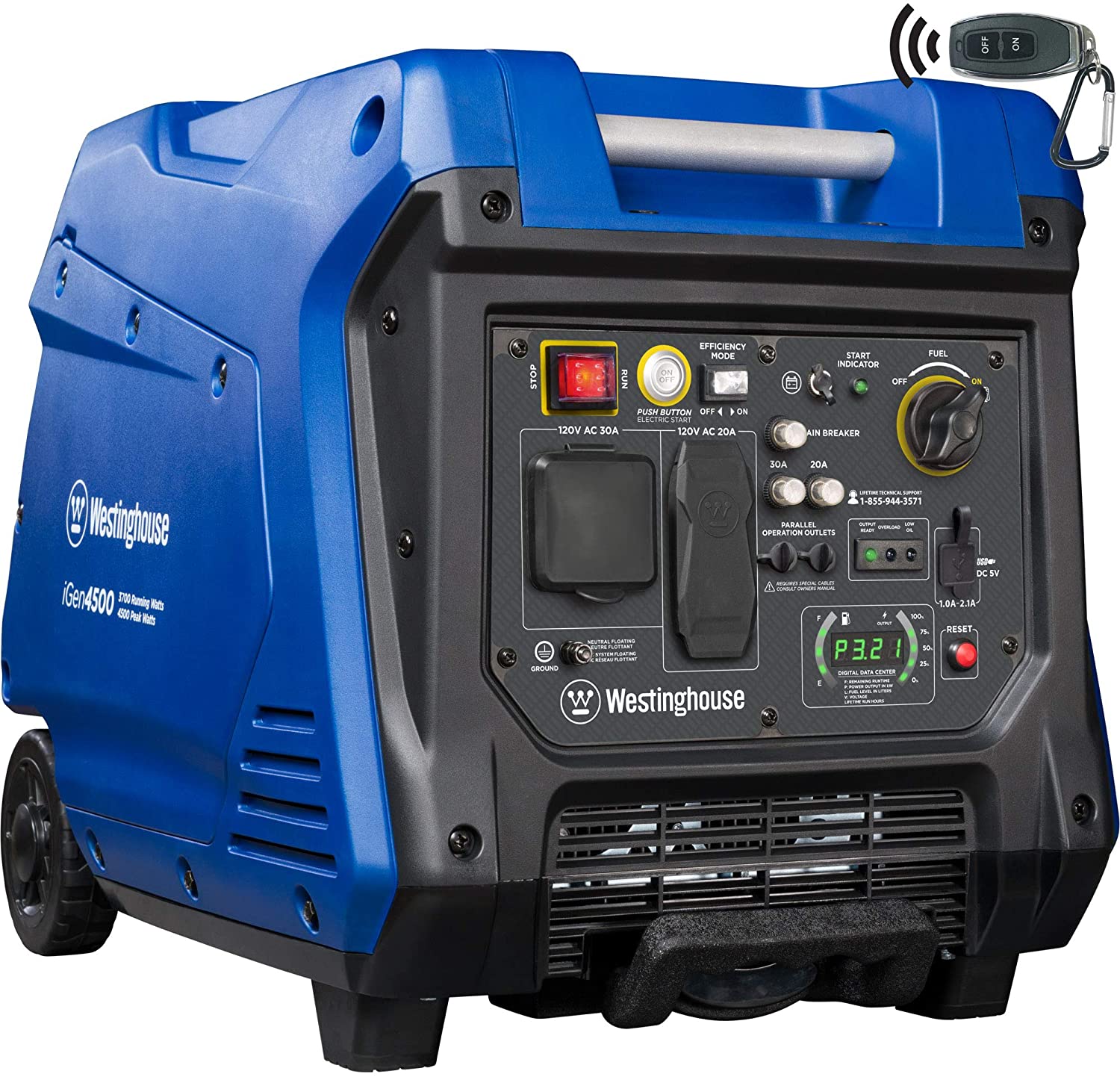 Westinghouse iGen4500 Super Quiet Portable Inverter Generator - 3700 Rated Watts and 4500 Peak Watts - Gas Powered - CARB Compliant, remote start $750.60