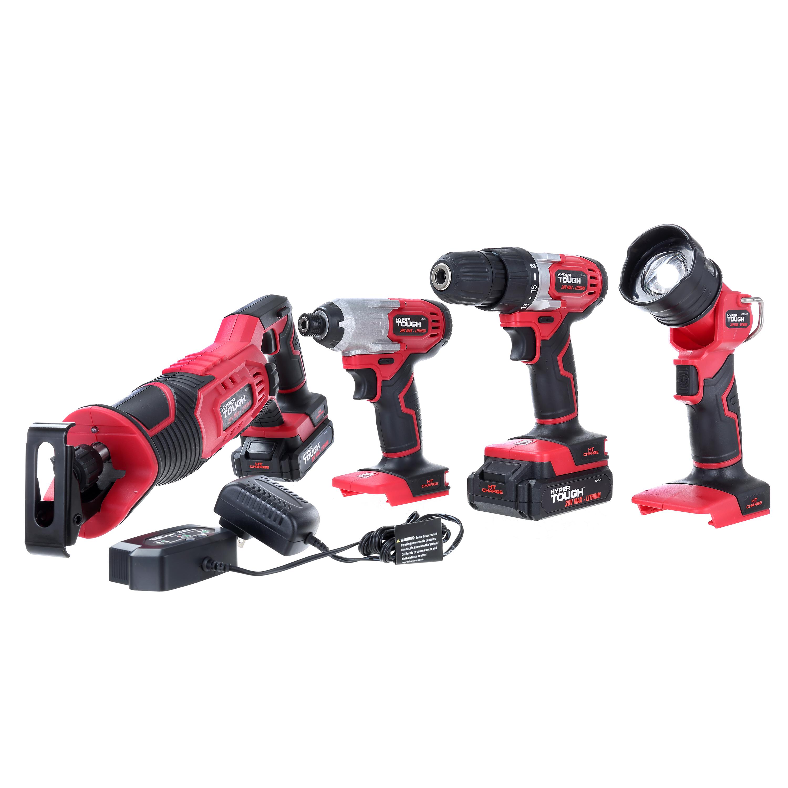 Hyper Tough Ht 20-Volt 4-Tool Combo Kit AQ90146G YMMV $50