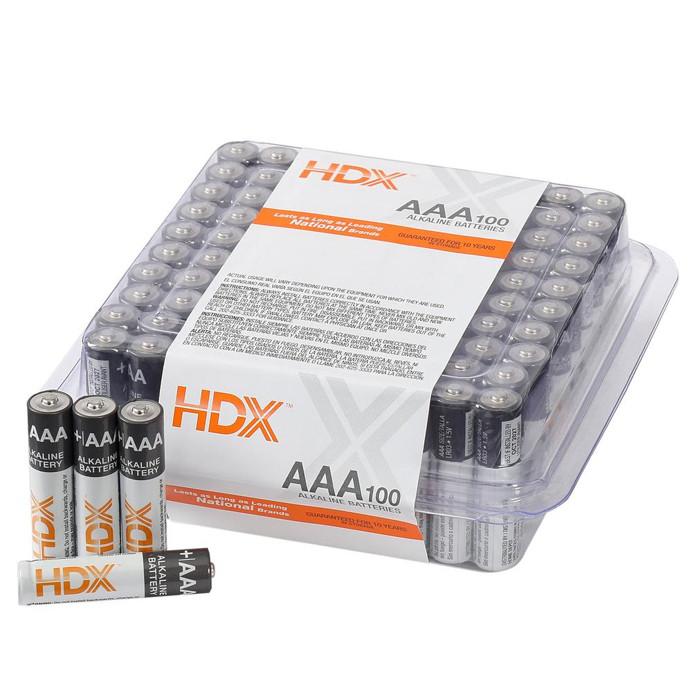 100-Count HDX AAA Alkaline Batteries $15.24 + Free Shipping