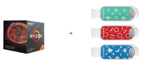 AMD Ryzen 7 3700X With Free 3-Pack 32GB Flash Drives - $264.99 at Walmart