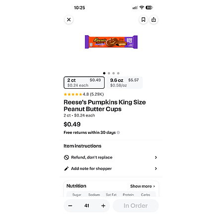 YMMV Reeces Pumpkins King Size .49 cents