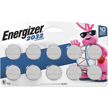[S&S] $9.47*: 10-Pack Energizer CR2032 3V Lithium Coin Batteries at Amazon