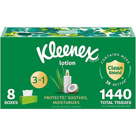 [S&S] $7.98*: 4-Pack 180-Count Kleenex Lotion Facial 3-Ply Tissues at Amazon