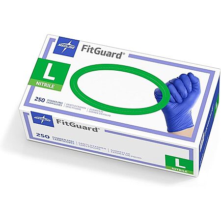 250-Count Medline FitGuard Nitrile Powder Free Exam Gloves (Large) $8.25 