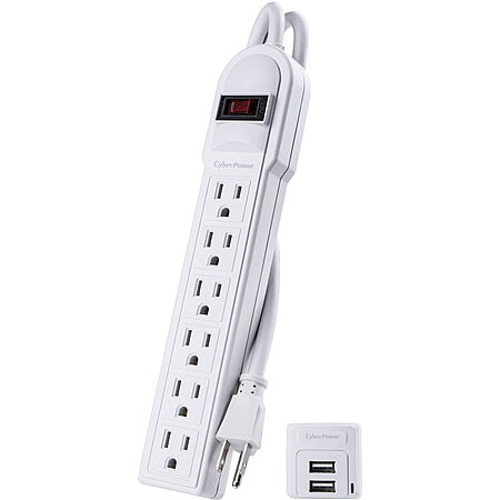 6-Outlet CyberPower Surge Protector w/ 2x USB-A Ports