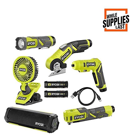 6-Tool RYOBI USB Lithium-Ion Cordless Combo Kit w/ 2x 2Ah Batteries