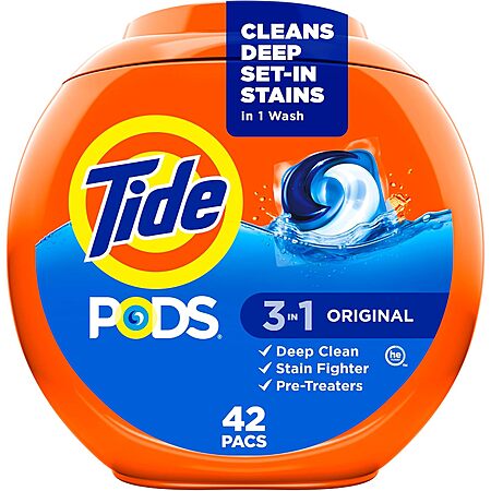 [SnS, AC] $32.16 | 4 × 42-Count Tide PODS Laundry Detergent Pacs, 3-in-1 Stain Remover (Original) ($8.04 each) at Amazon