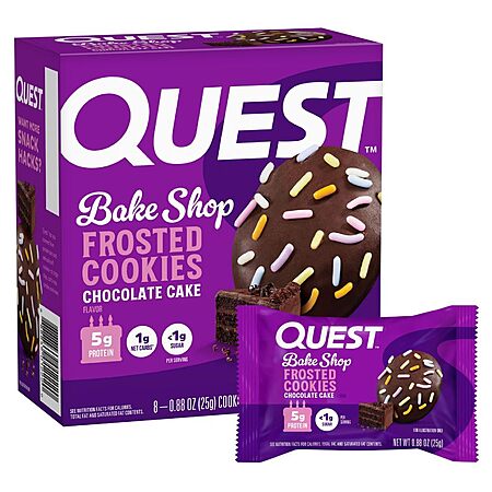 $5.33* | 8-Count 0.88-Oz Quest Nutrition 5g Frosted Protein Cookies (Chocolate Cake) at Amazon